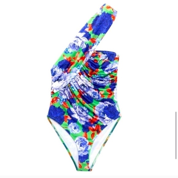 ZARA One Sleeve Floral Asymmetric Bodysuit - Picture 14 of 14